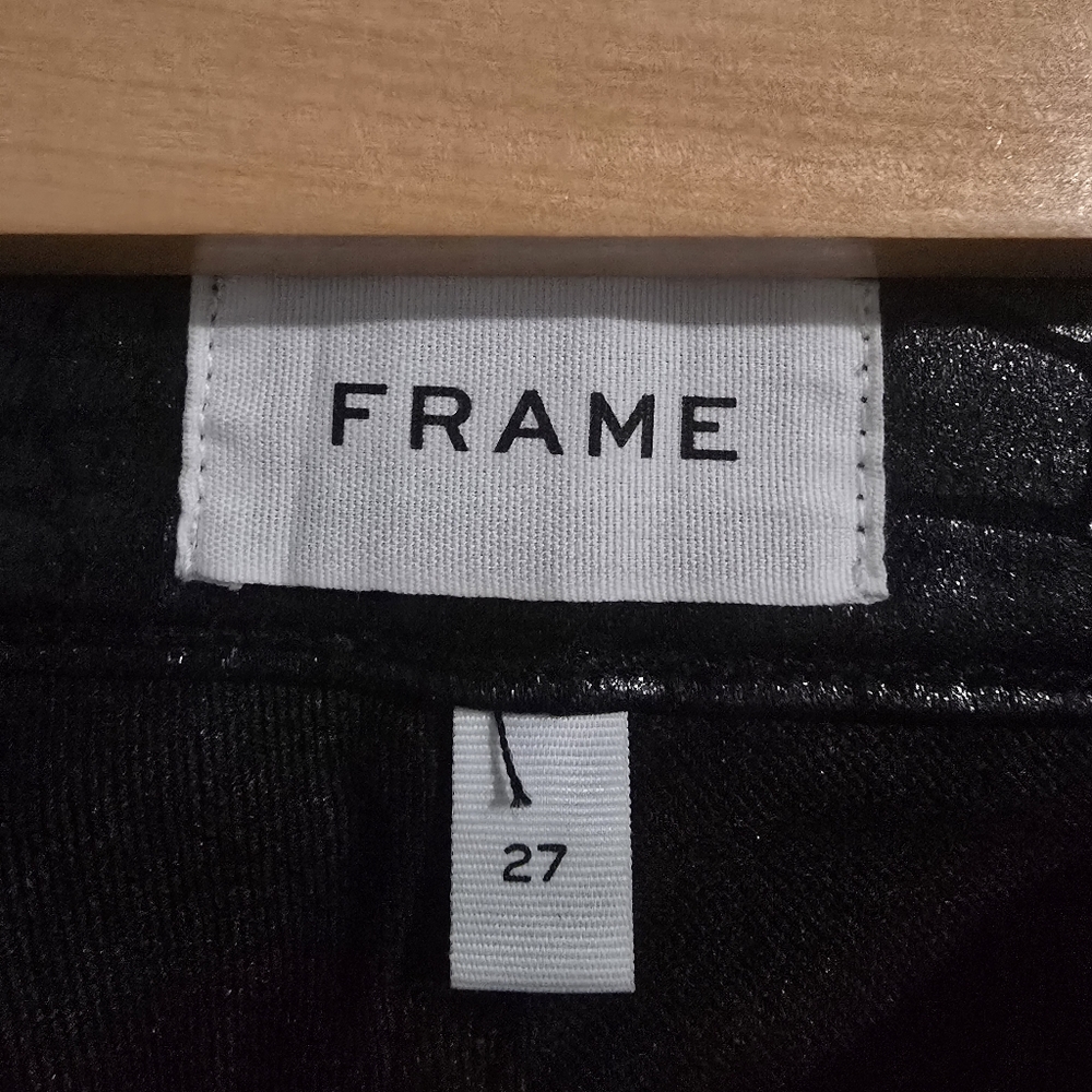 Frame Le High Skinny Noir Croc Black Size 27 - Picture 10 of 12